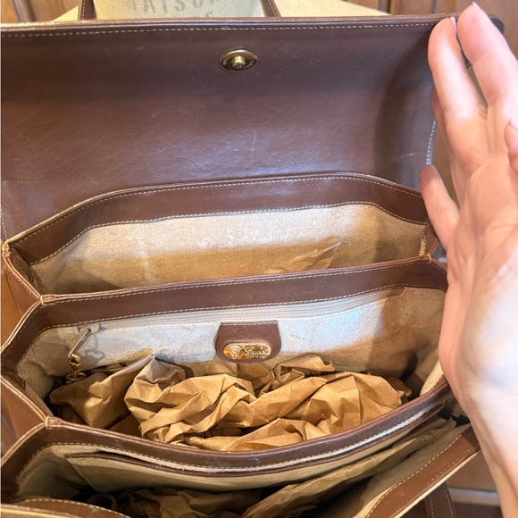 Vintage Gucci Monogrammed Coated Canvas Shoulder Bag with Leather Brown Trim - Picture 7 of 14